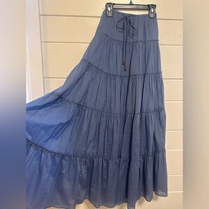 Indigo Tiered Maxi Skirt